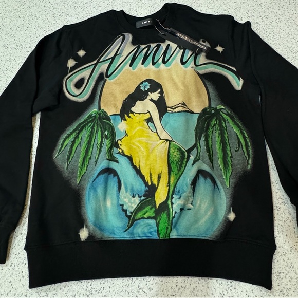NWT AMIRI Black Printed Sweater - Men’s Small Mermaid Print - Picture 4 of 6